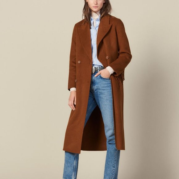 Sandro Hazeen Fringed Double-Breasted Coat - Picture 2 of 3